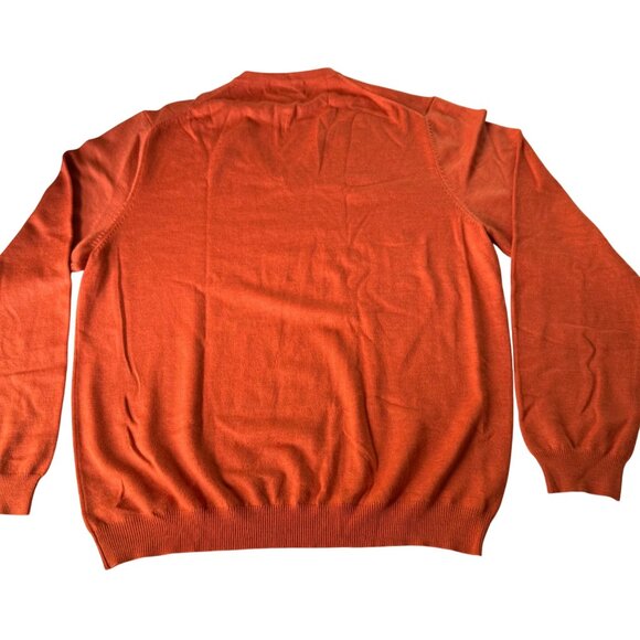 Brooks Brothers XL Mens V-Neck Sweater Burnt Orange Italian Wool Blend - Picture 3 of 7